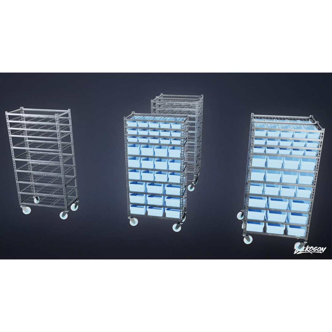 Hospital Shelf 3D Model – Low Poly Game Asset, FBX, PBR Textures - View 2