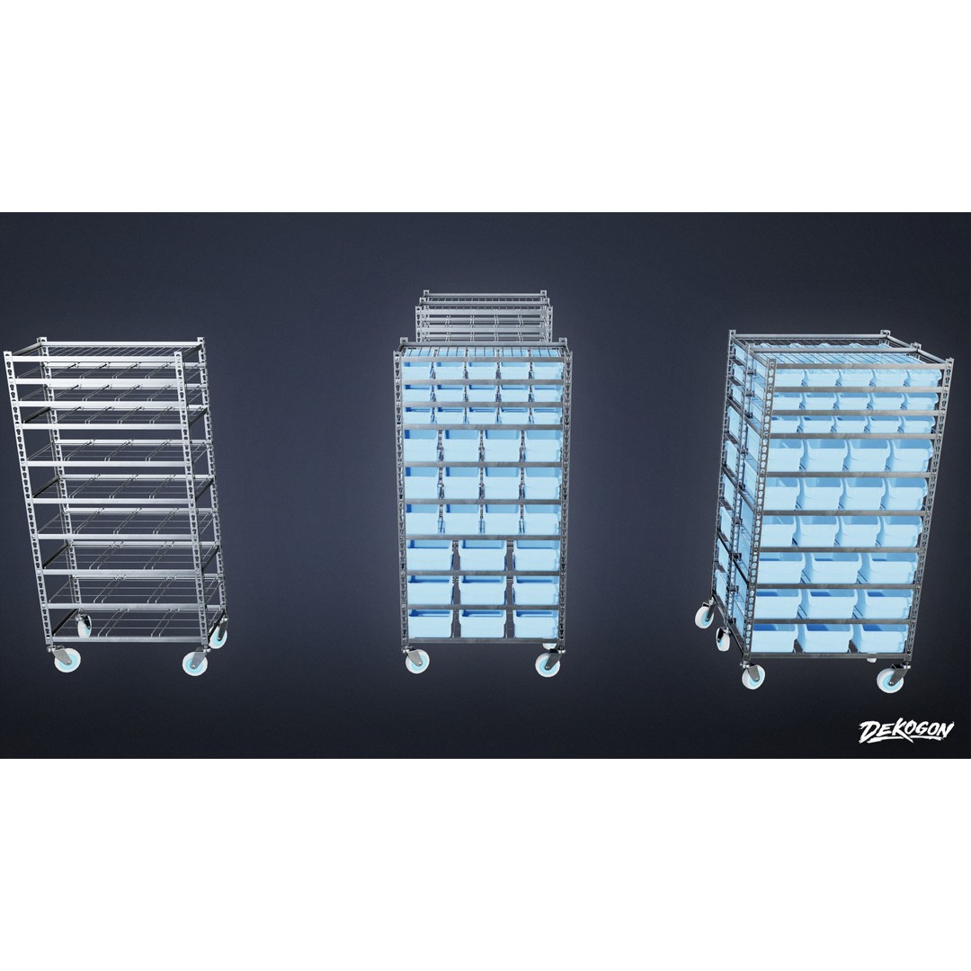 Hospital Shelf 3D Model – Low Poly Game Asset, FBX, PBR Textures - View 3