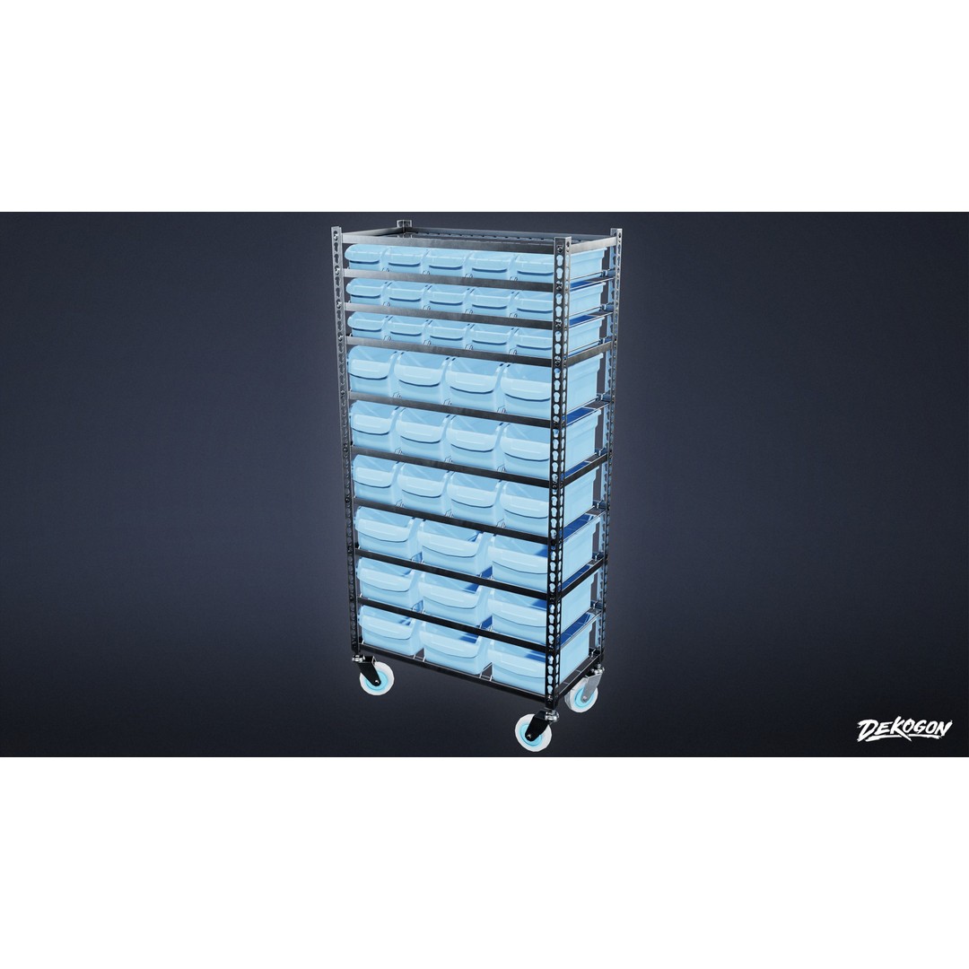 Hospital Shelf 3D Model – Low Poly Game Asset, FBX, PBR Textures - View 6