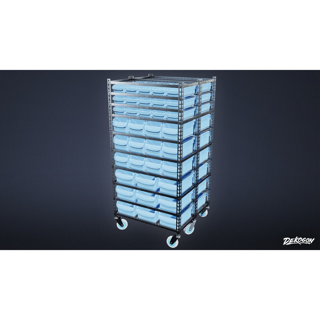Hospital Shelf 3D Model – Low Poly Game Asset, FBX, PBR Textures - View 7