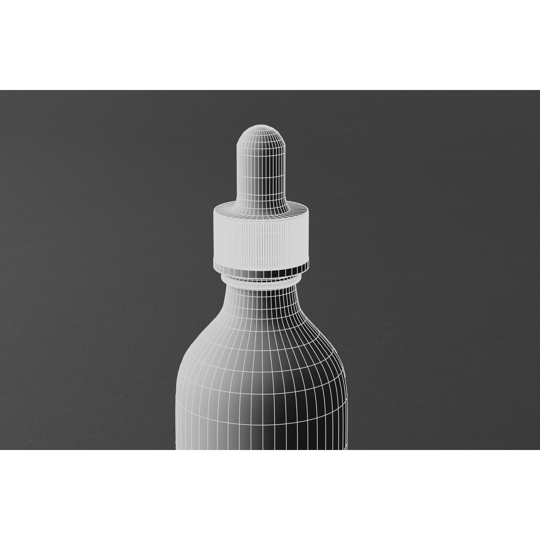 Dropper Bottle 3D Model – Low Poly Glass Cosmetic Asset, FBX, OBJ