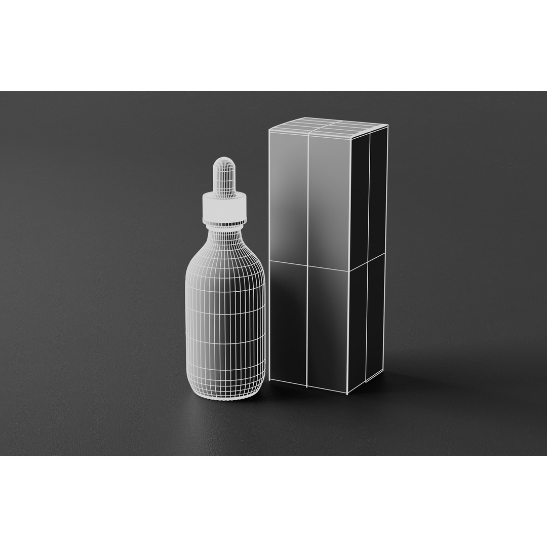 Dropper Bottle 3D Model – Low Poly Glass Cosmetic Asset, FBX, OBJ - View 10