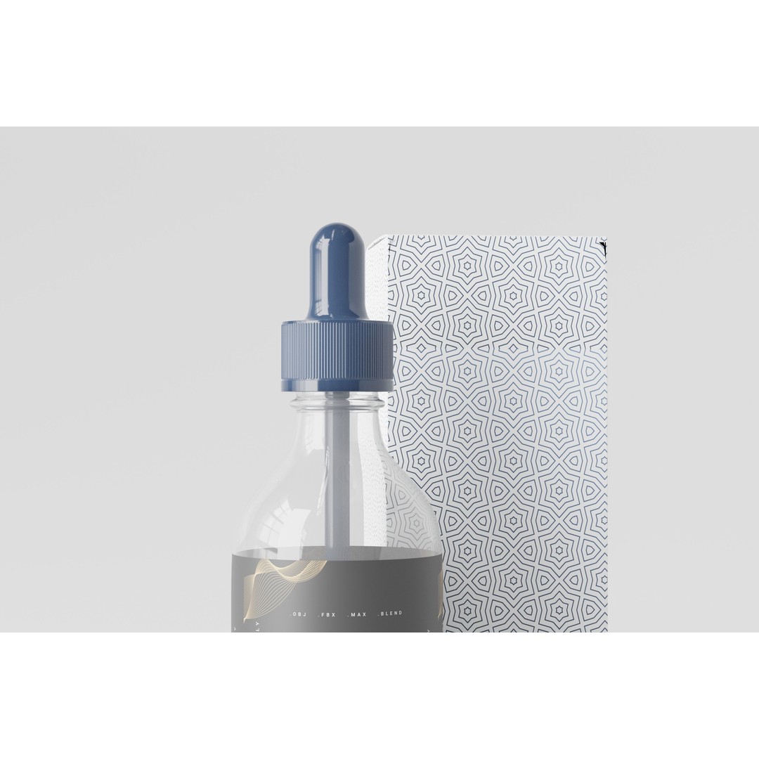 Dropper Bottle 3D Model – Low Poly Glass Cosmetic Asset, FBX, OBJ - View 3