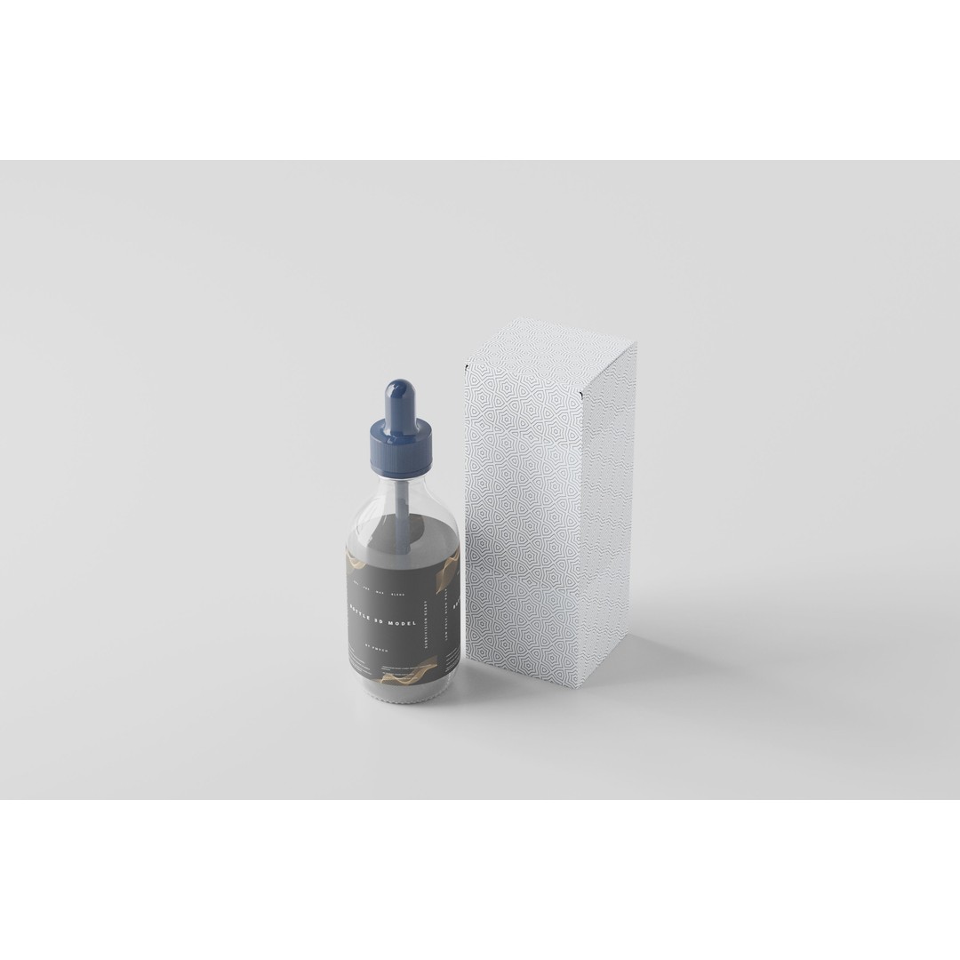 Dropper Bottle 3D Model – Low Poly Glass Cosmetic Asset, FBX, OBJ - View 4