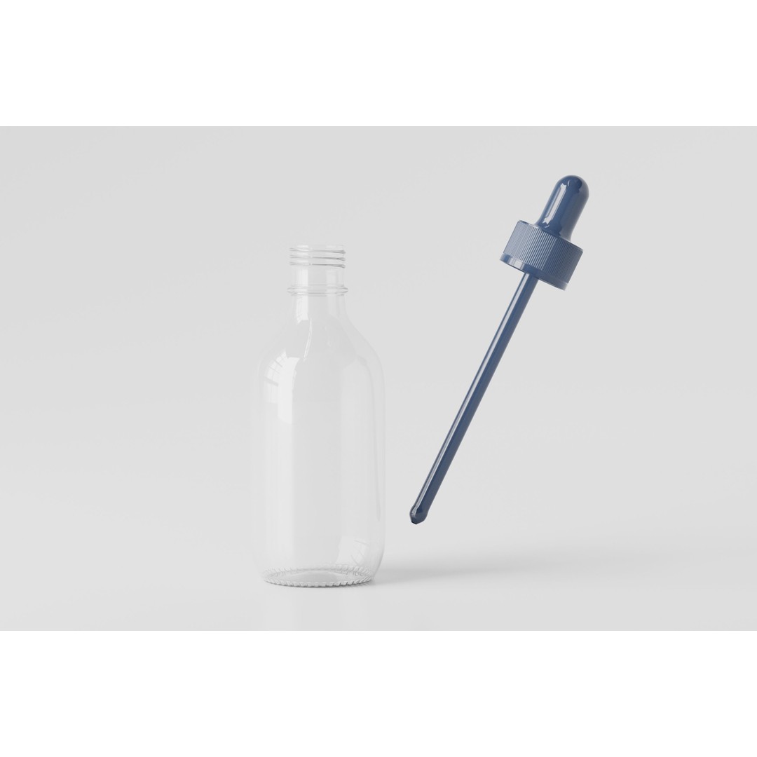 Dropper Bottle 3D Model – Low Poly Glass Cosmetic Asset, FBX, OBJ - View 6