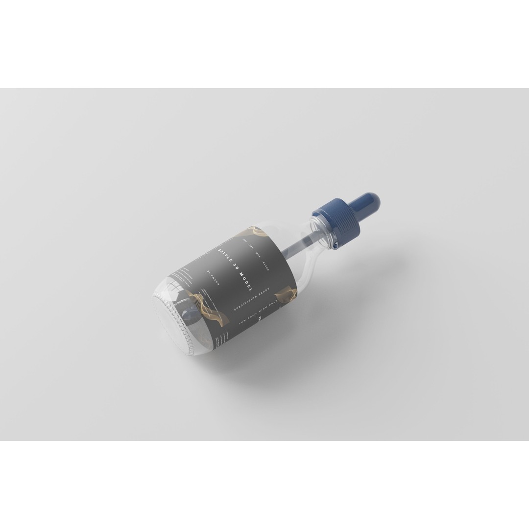 Dropper Bottle 3D Model – Low Poly Glass Cosmetic Asset, FBX, OBJ - View 7