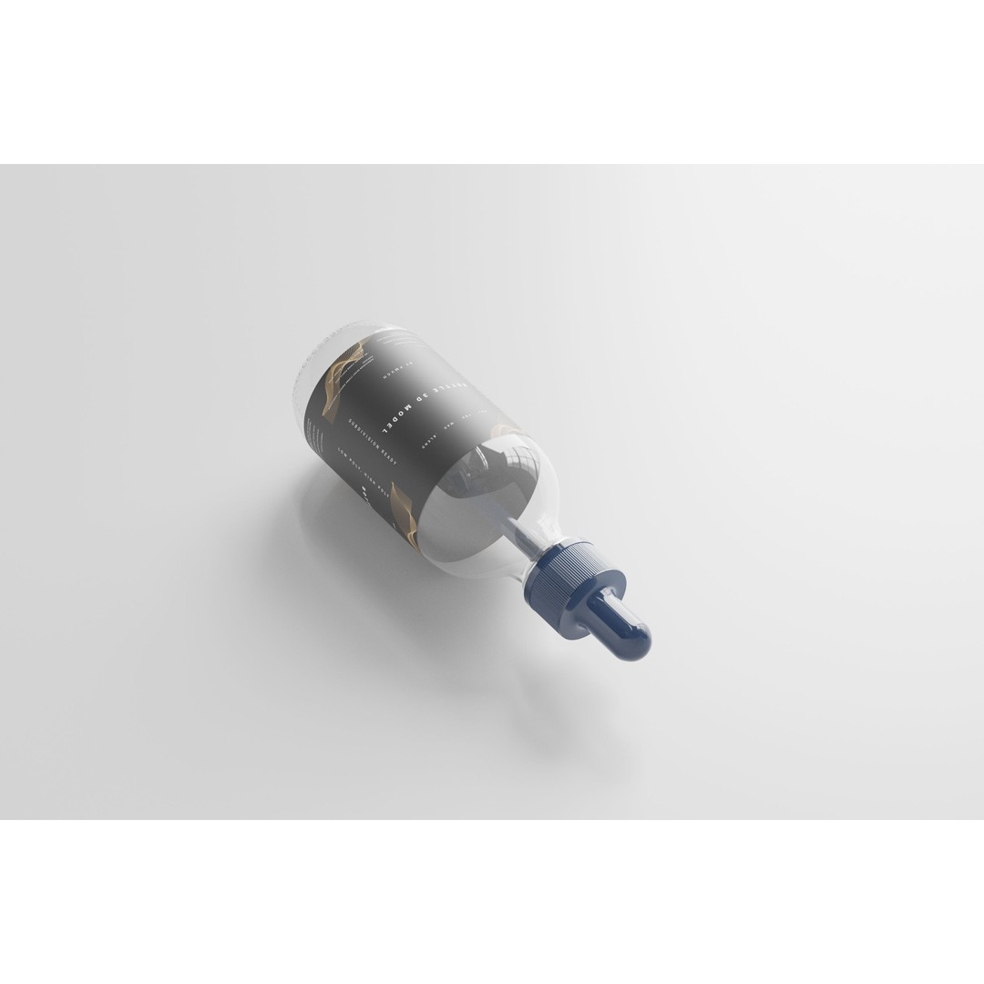 Dropper Bottle 3D Model – Low Poly Glass Cosmetic Asset, FBX, OBJ - View 8