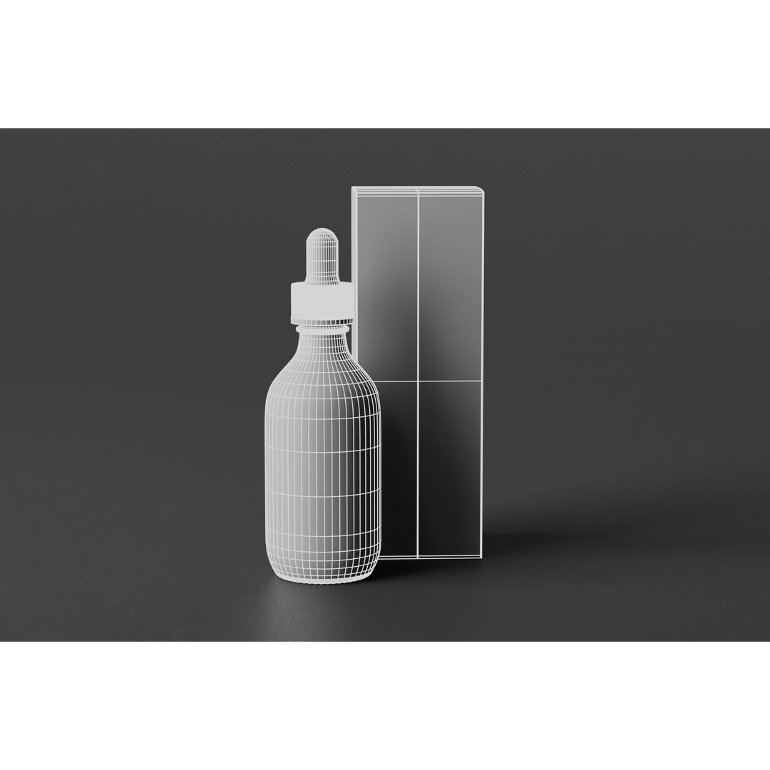 Dropper Bottle 3D Model – Low Poly Glass Cosmetic Asset, FBX, OBJ - View 9