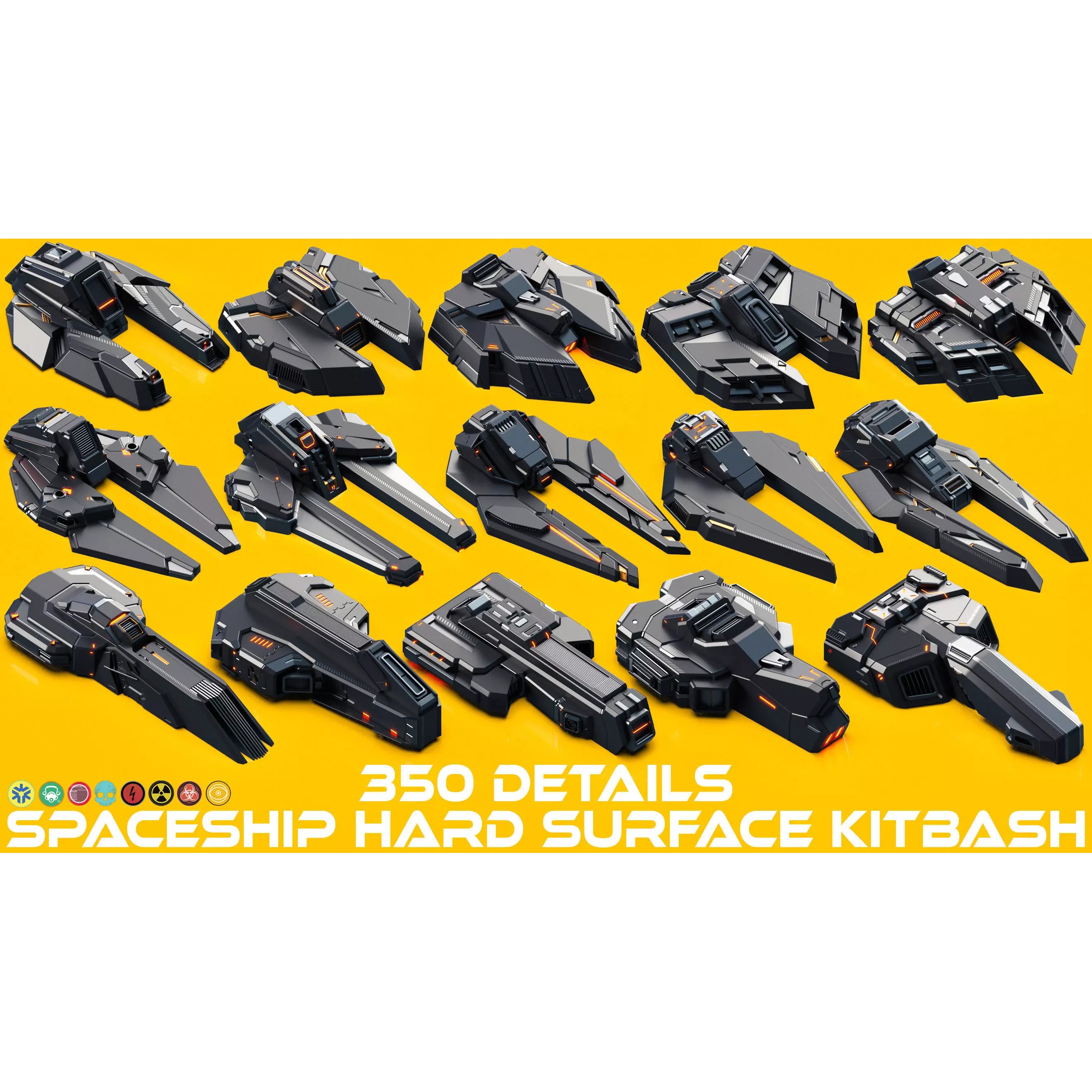 SPACESHIP Sci-Fi Hard Surface Kitbash - Game-Ready 3D Model - View 2