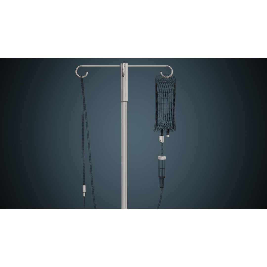 IV Stand 3D Model – Low Poly Medical Equipment, Blender, FBX, OBJ - View 10