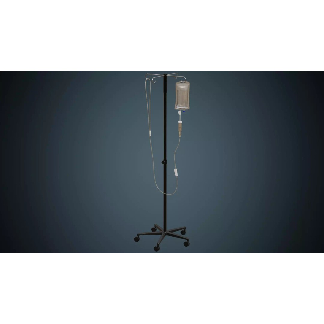 IV Stand 3D Model – Low Poly Medical Equipment, Blender, FBX, OBJ - View 2