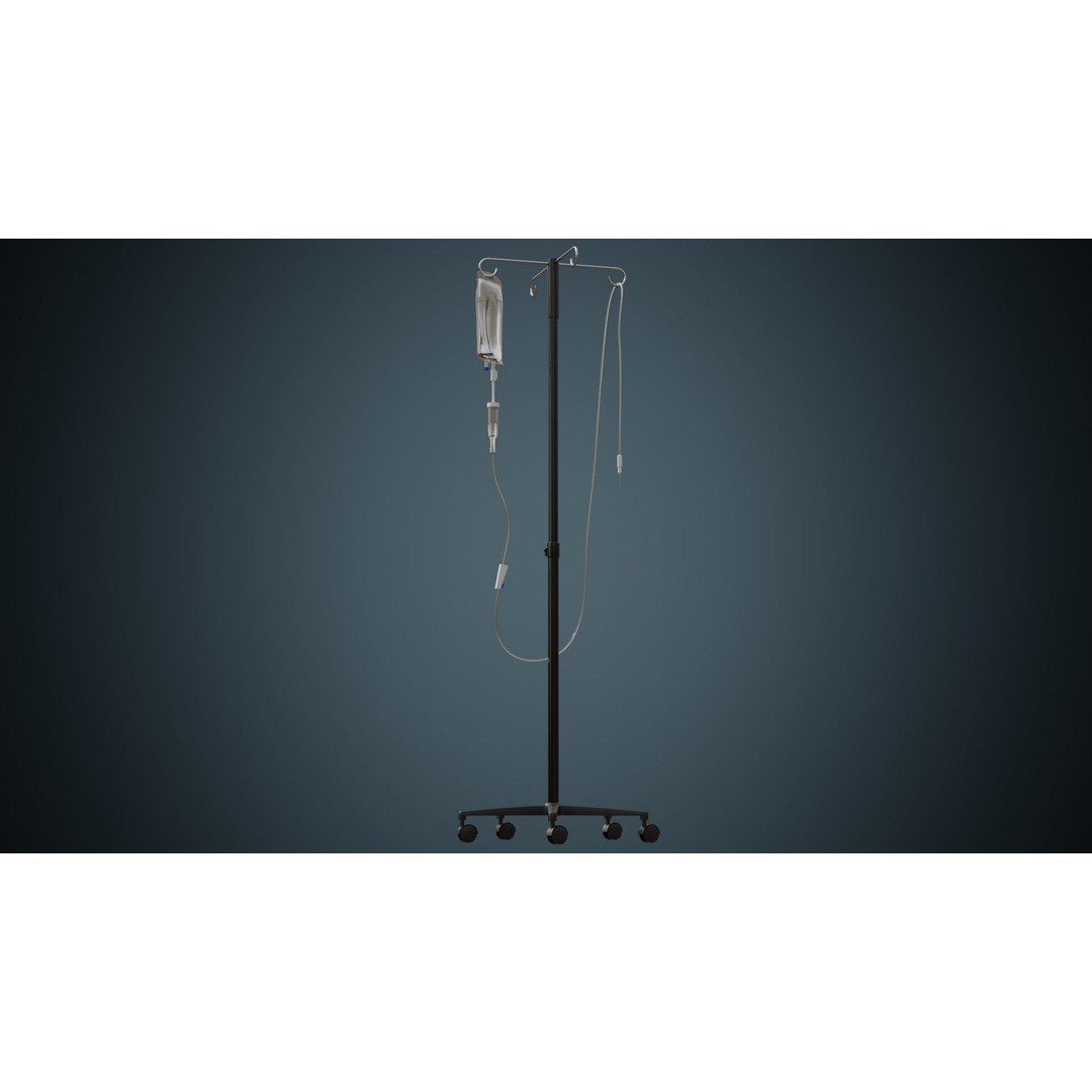 IV Stand 3D Model – Low Poly Medical Equipment, Blender, FBX, OBJ - View 5