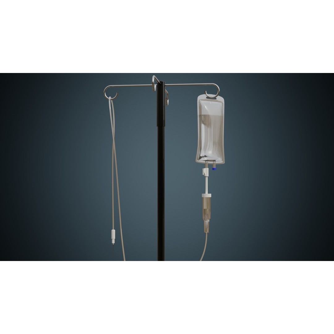 IV Stand 3D Model – Low Poly Medical Equipment, Blender, FBX, OBJ - View 7