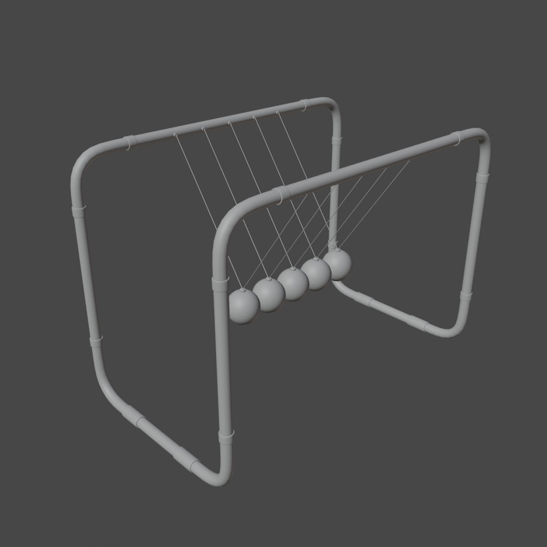 Newton Cradle 3D Model – Mid Poly Game-Ready Asset, FBX, OBJ - View 10