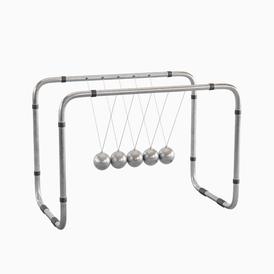 Newton Cradle 3D Model – Mid Poly Game-Ready Asset, FBX, OBJ - View 3