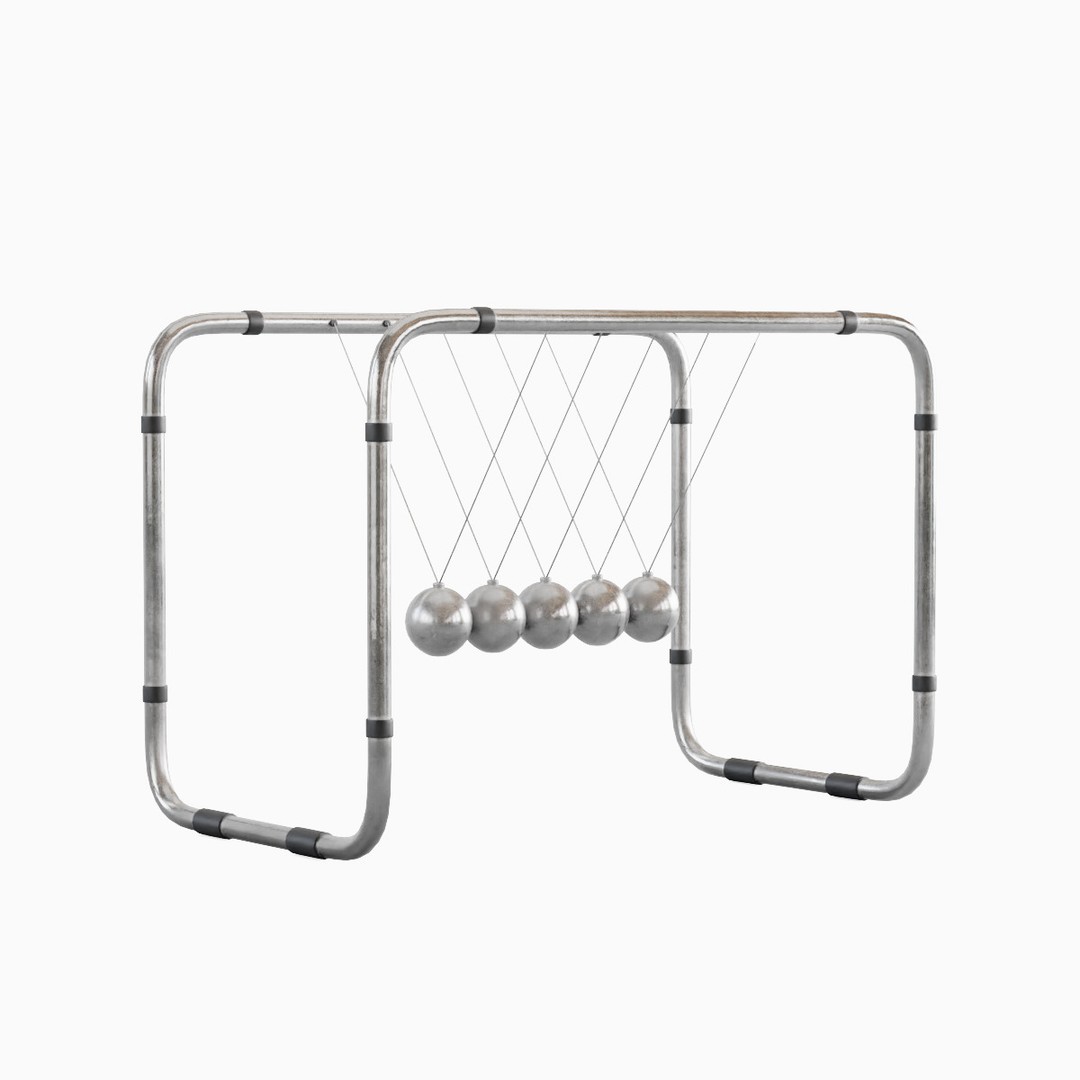 Newton Cradle 3D Model – Mid Poly Game-Ready Asset, FBX, OBJ - View 4
