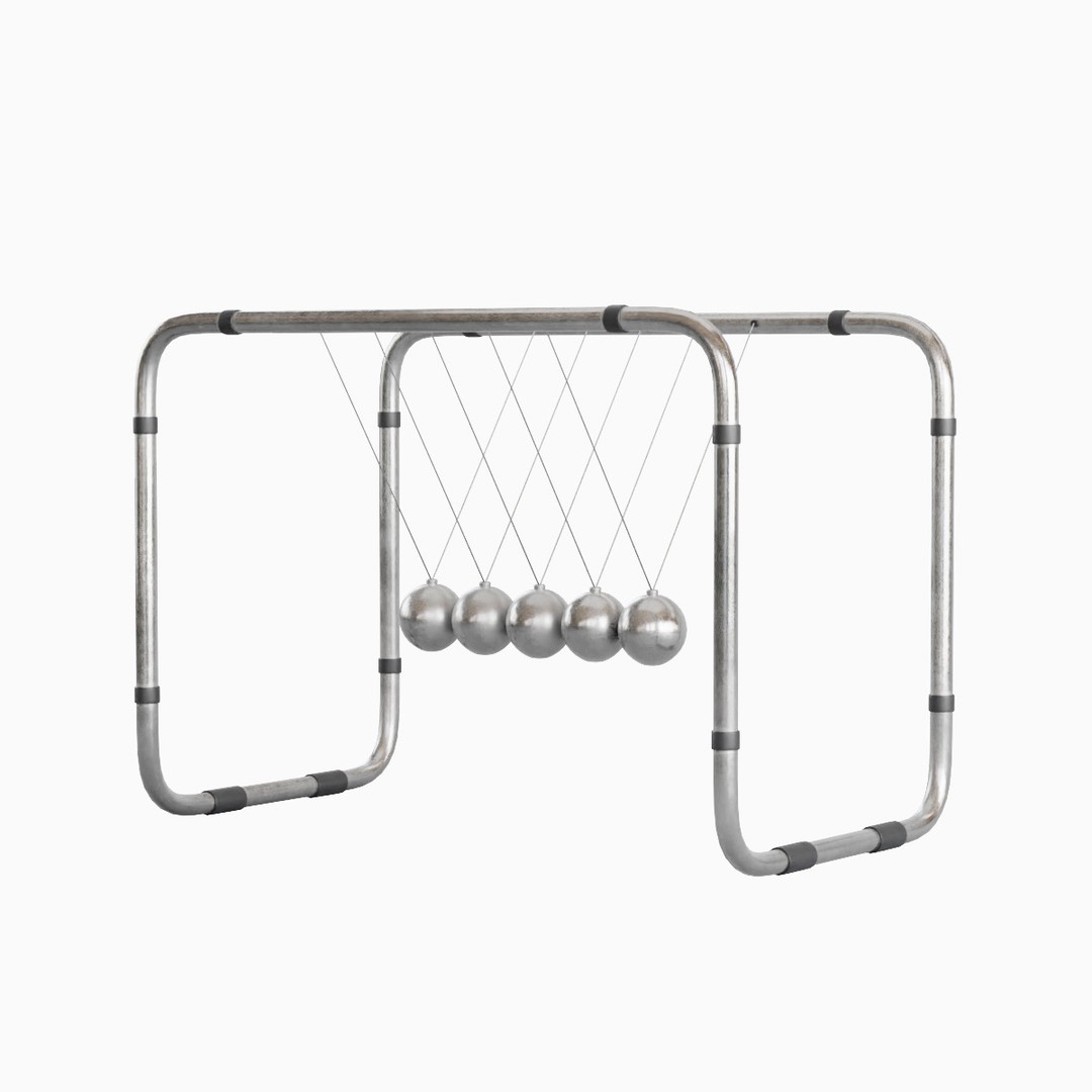 Newton Cradle 3D Model – Mid Poly Game-Ready Asset, FBX, OBJ - View 5