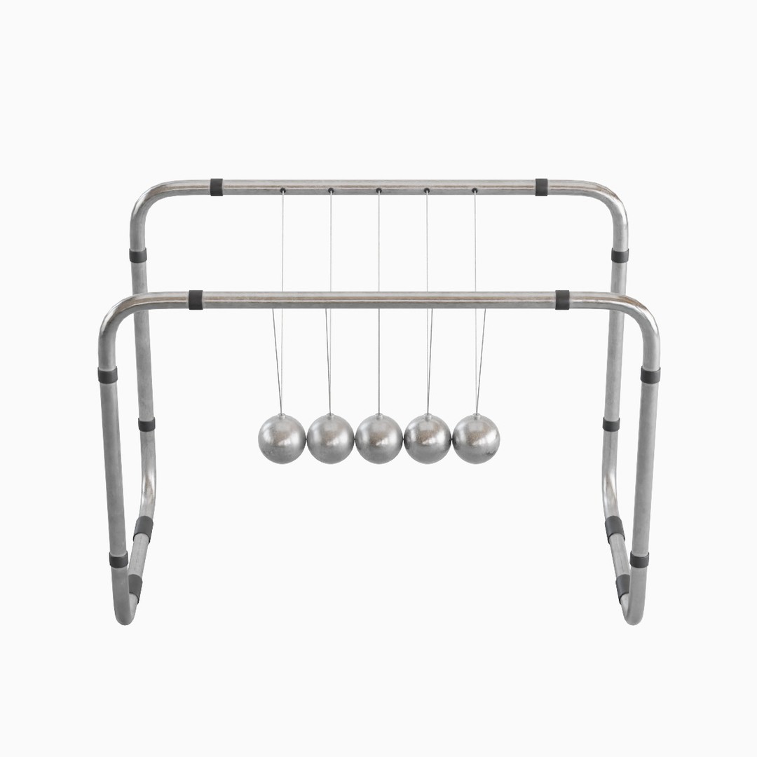 Newton Cradle 3D Model – Mid Poly Game-Ready Asset, FBX, OBJ - View 6
