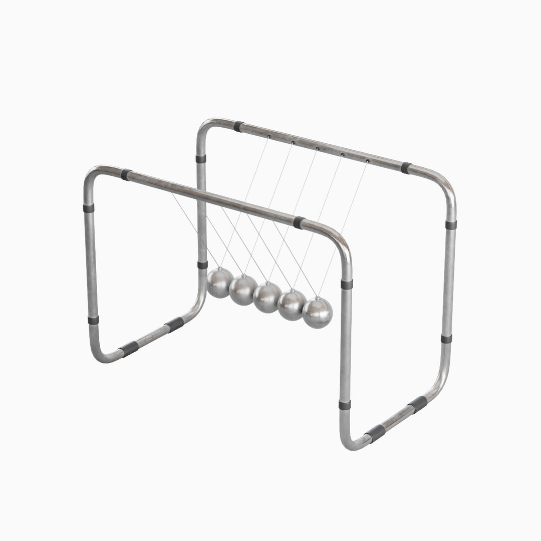 Newton Cradle 3D Model – Mid Poly Game-Ready Asset, FBX, OBJ - View 7