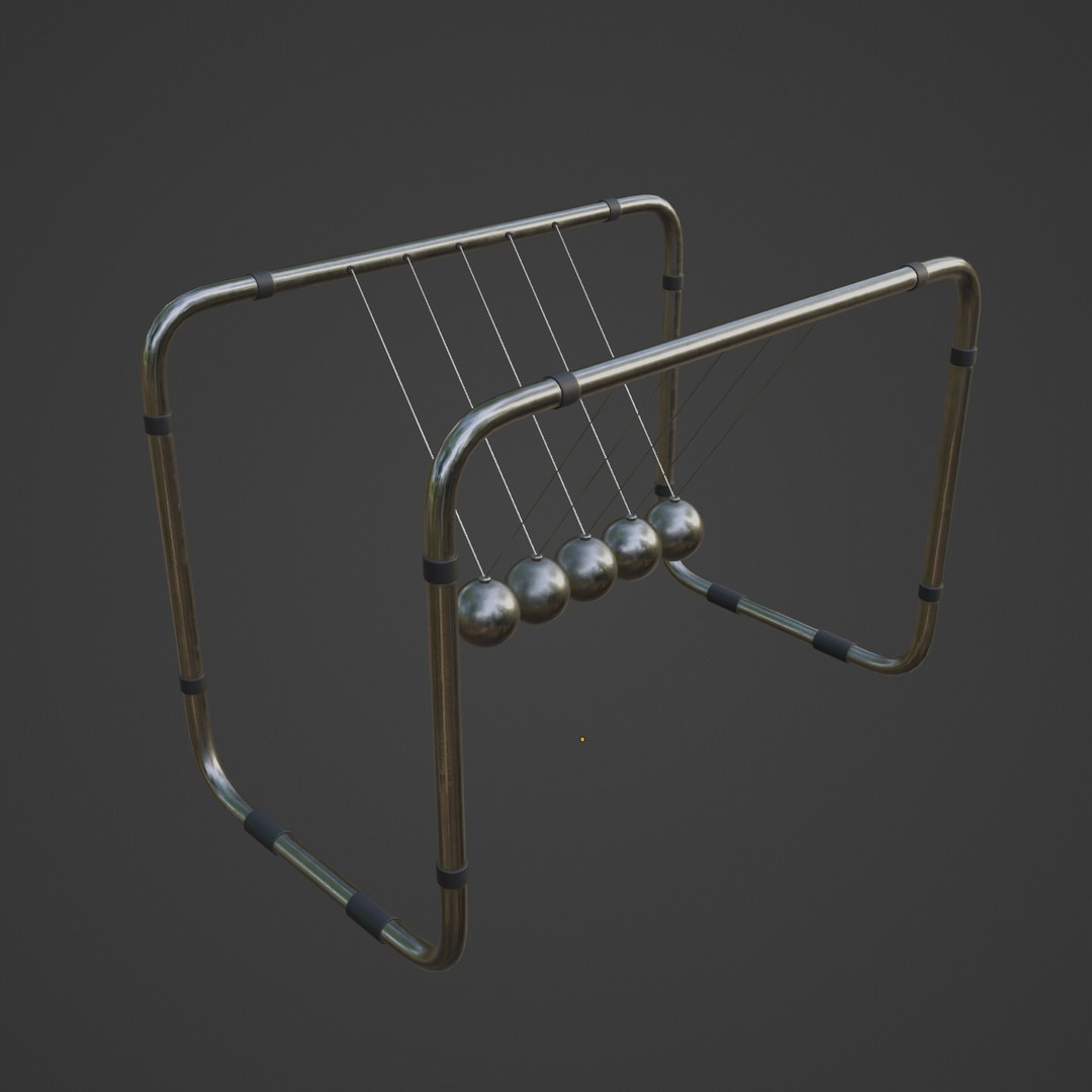 Newton Cradle 3D Model – Mid Poly Game-Ready Asset, FBX, OBJ - View 8