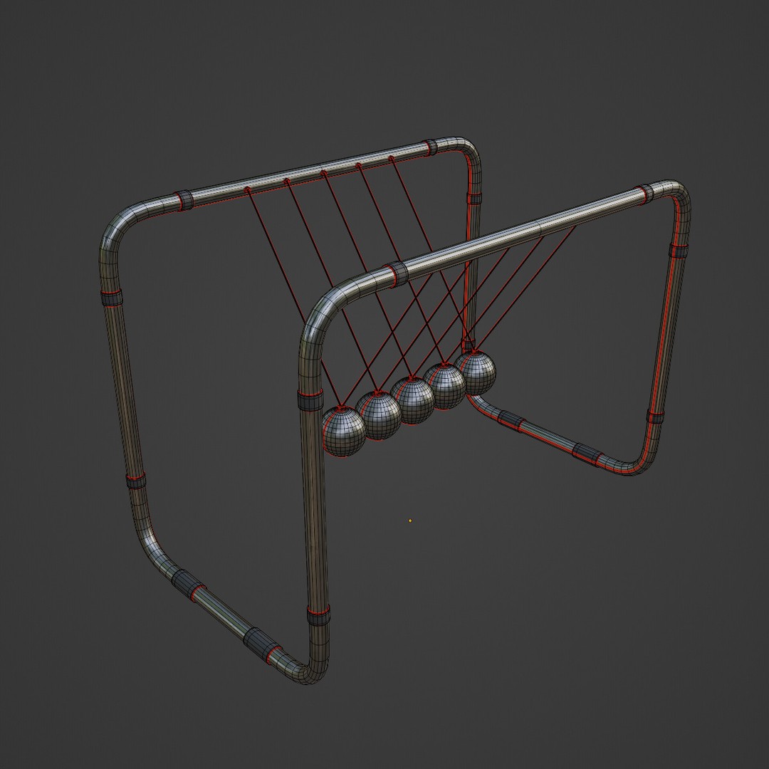 Newton Cradle 3D Model – Mid Poly Game-Ready Asset, FBX, OBJ - View 9
