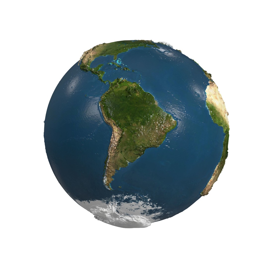 High Detail Earth Globe 3D Model – Realistic PBR Asset, OBJ, FBX - View 3
