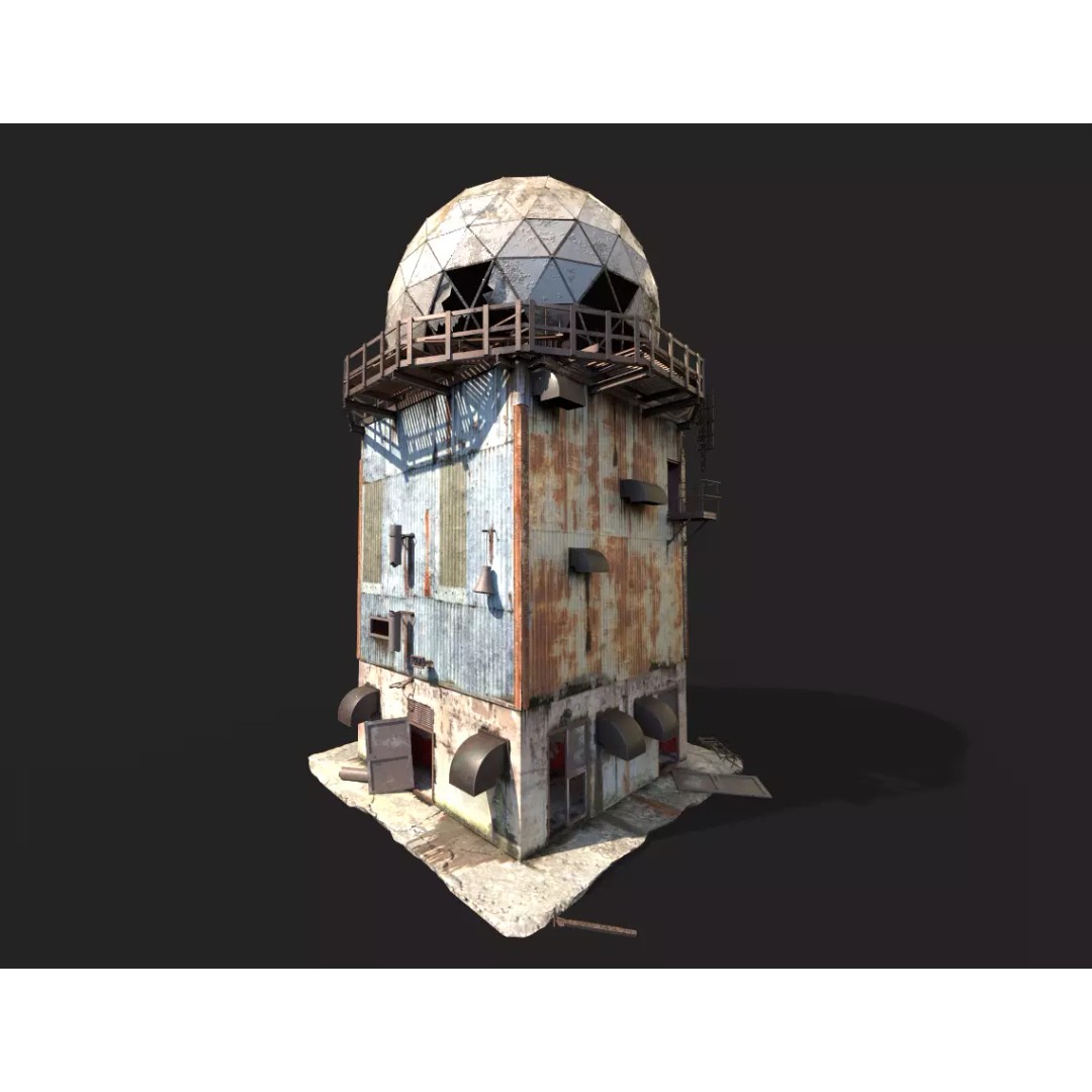 Abandoned Radar Building 3D Model – Realistic PBR Asset, FBX, OBJ - View 2