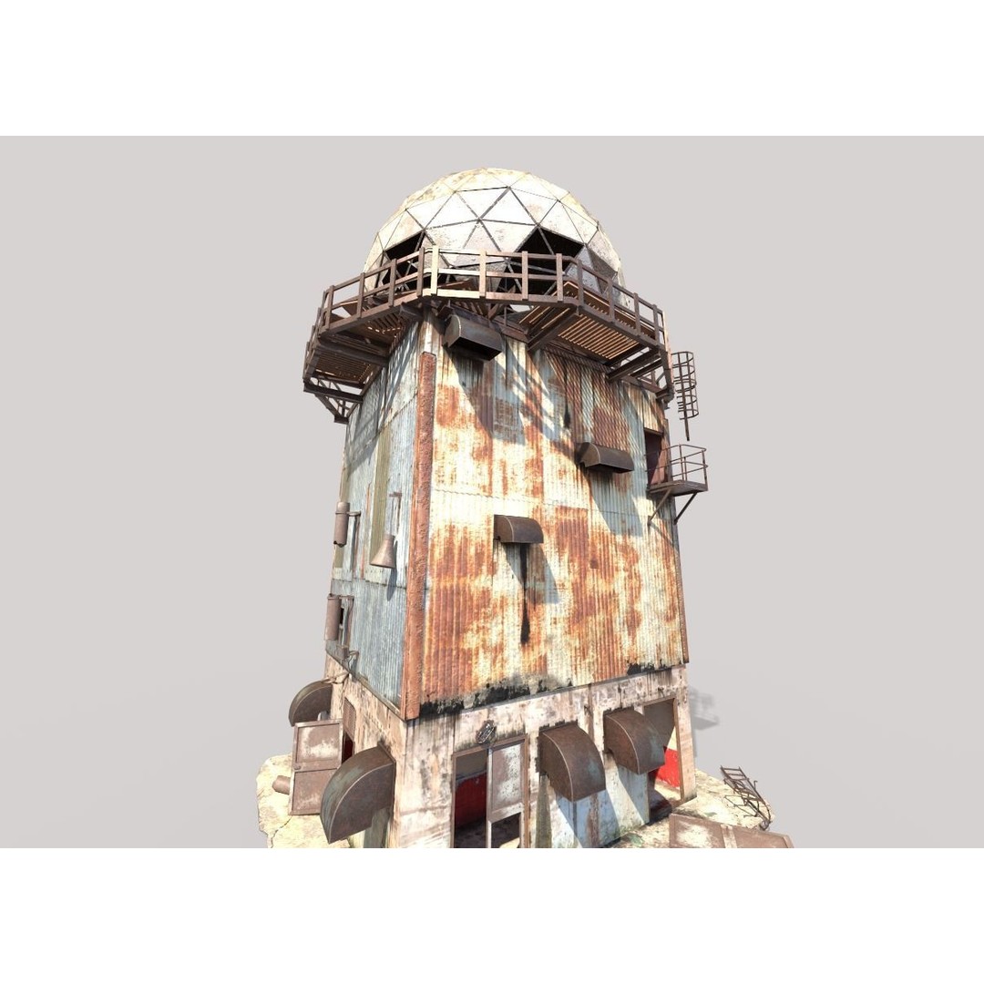 Abandoned Radar Building 3D Model – Realistic PBR Asset, FBX, OBJ - View 3
