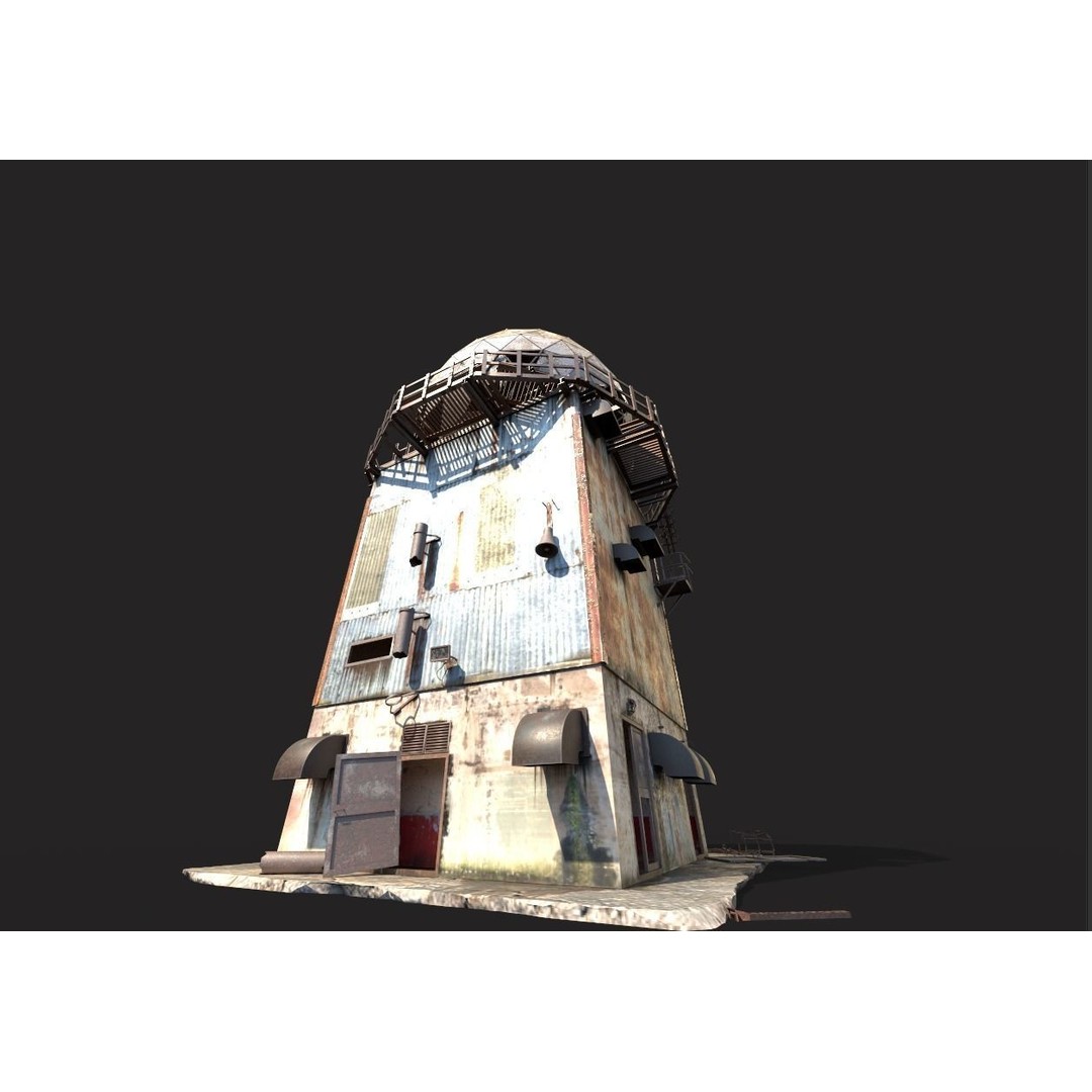 Abandoned Radar Building 3D Model – Realistic PBR Asset, FBX, OBJ - View 4