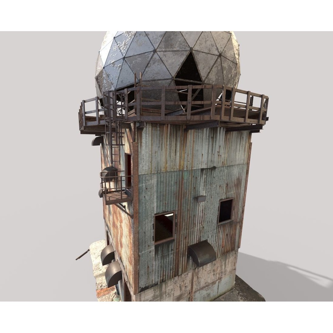 Abandoned Radar Building 3D Model – Realistic PBR Asset, FBX, OBJ - View 9