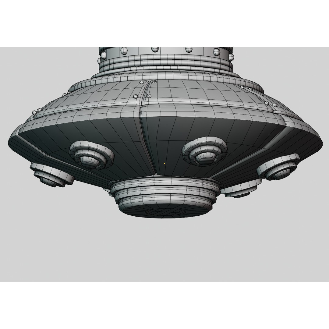 Cartoon UFO 3D Model – Low Poly Flying Saucer, PBR Textures, FBX