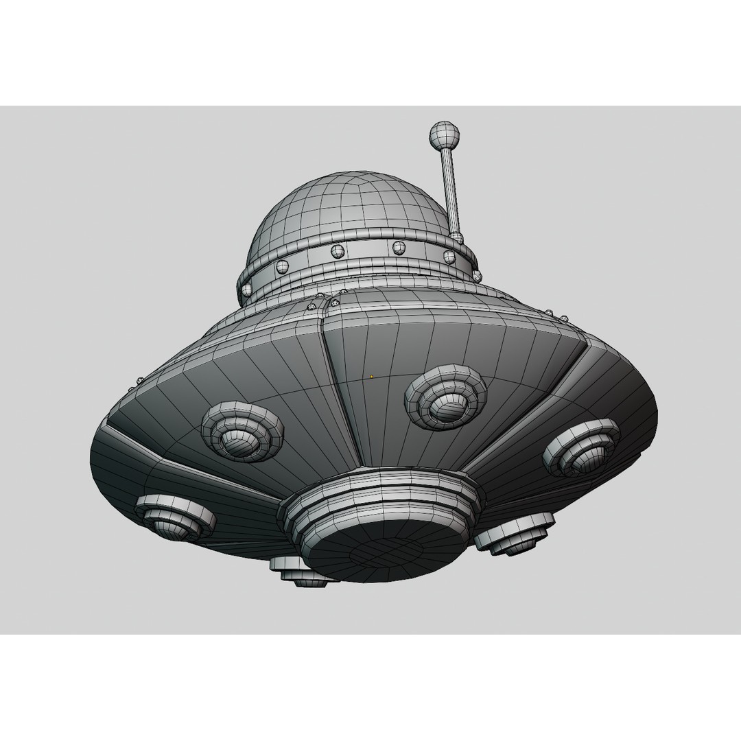 Cartoon UFO 3D Model – Low Poly Flying Saucer, PBR Textures, FBX - View 5