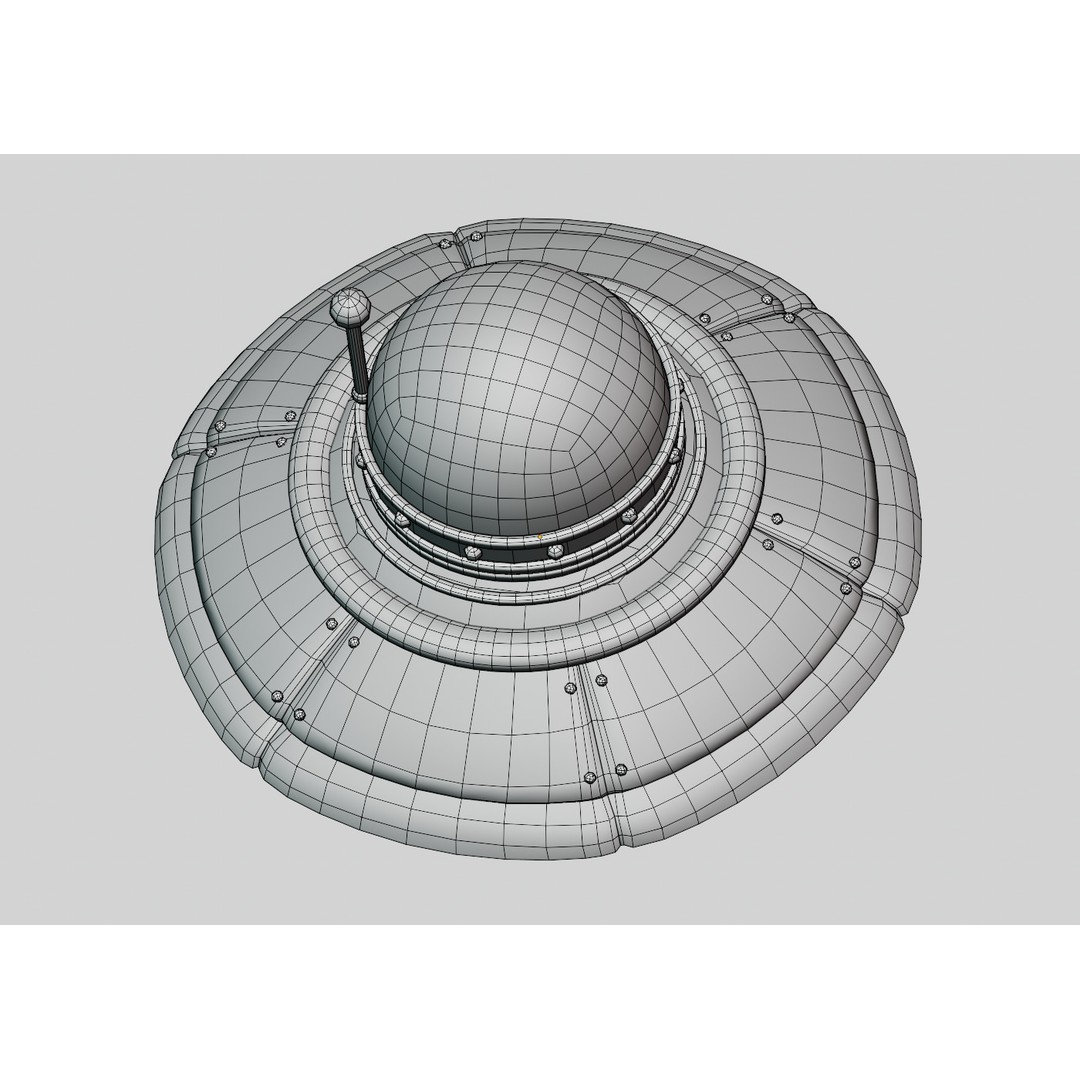 Cartoon UFO 3D Model – Low Poly Flying Saucer, PBR Textures, FBX - View 7