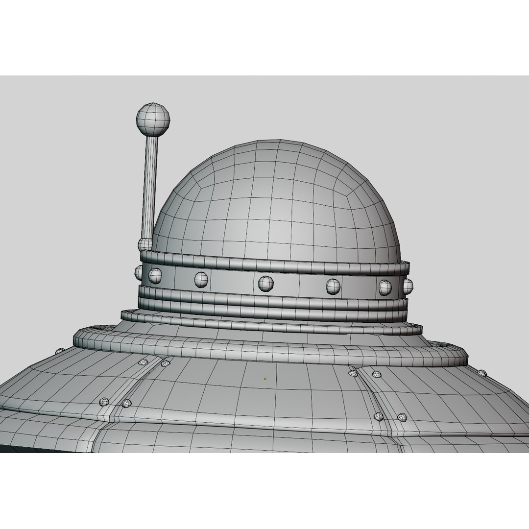 Cartoon UFO 3D Model – Low Poly Flying Saucer, PBR Textures, FBX - View 9