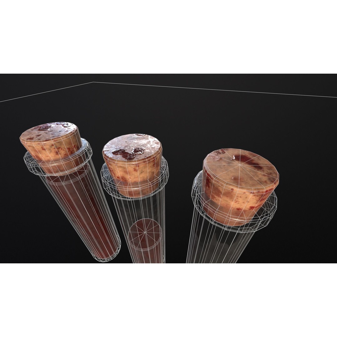Blood Vials 3D Model – Low Poly PBR Asset, FBX, OBJ