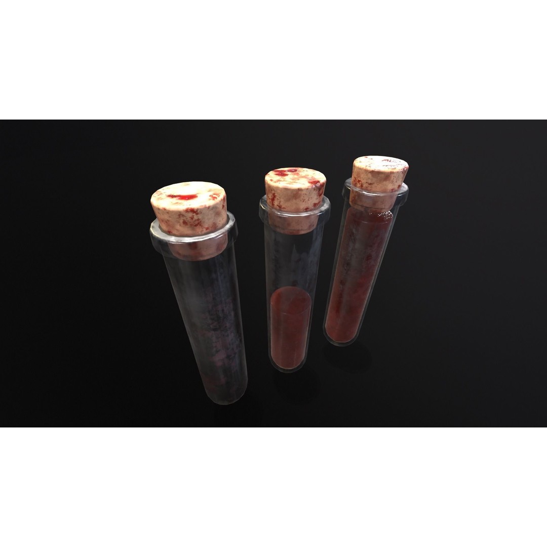 Blood Vials 3D Model – Low Poly PBR Asset, FBX, OBJ - View 13