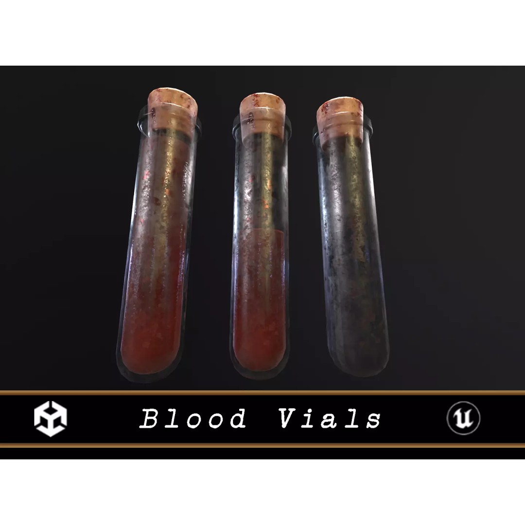 Blood Vials 3D Model – Low Poly PBR Asset, FBX, OBJ - View 2