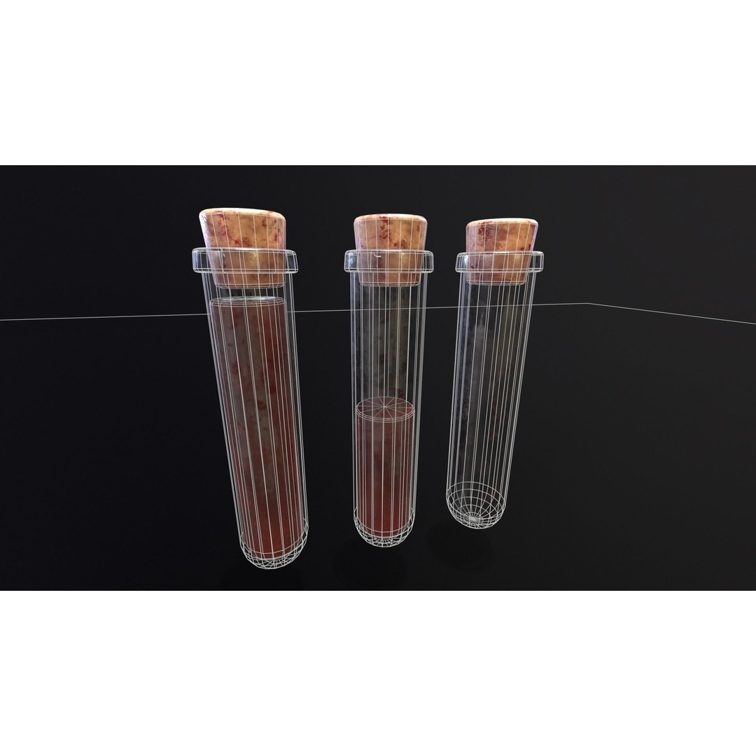 Blood Vials 3D Model – Low Poly PBR Asset, FBX, OBJ - View 4