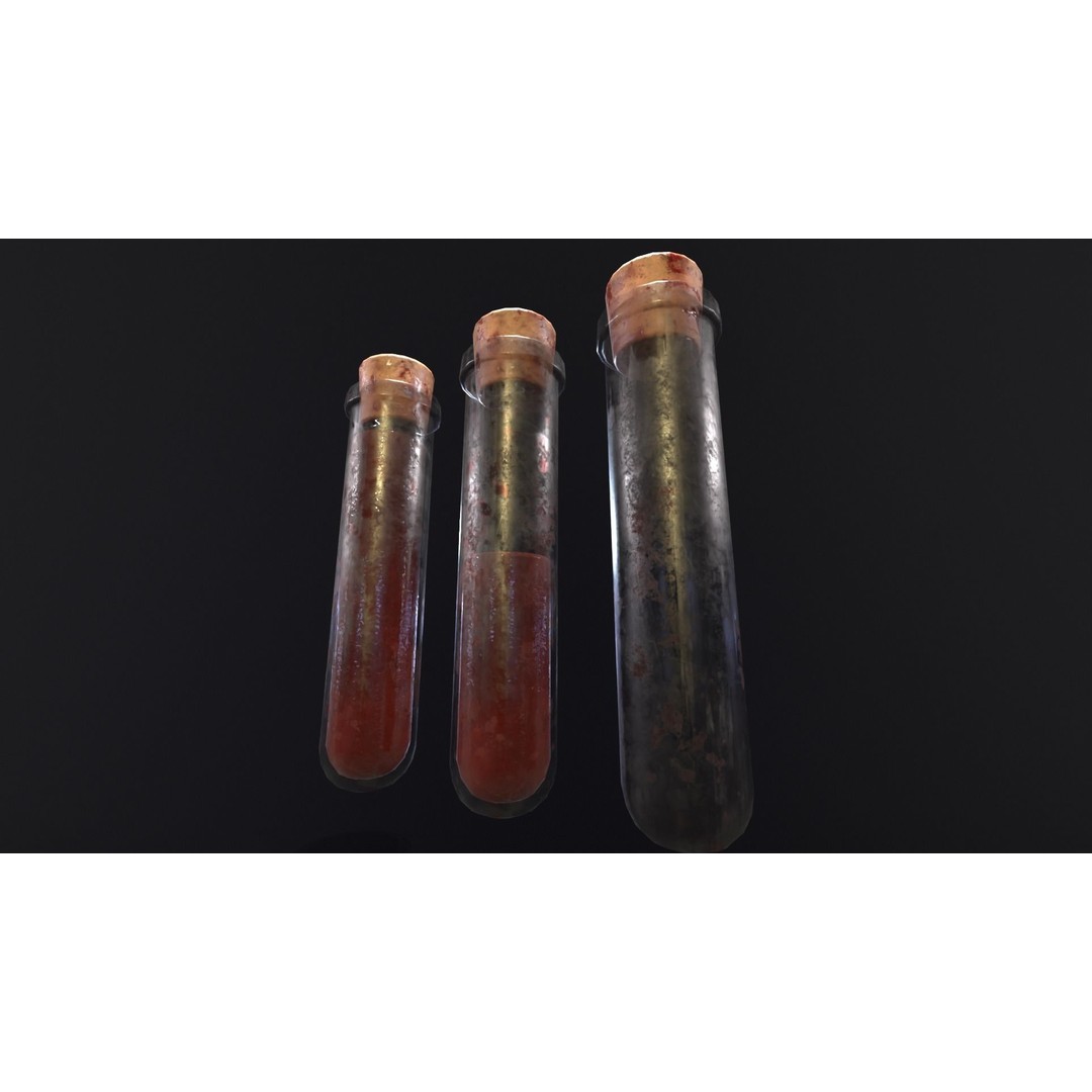 Blood Vials 3D Model – Low Poly PBR Asset, FBX, OBJ - View 7