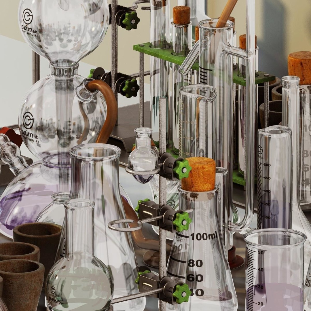 Chemistry Dishes 3D Model – High Poly Laboratory Assets, FBX - View 4
