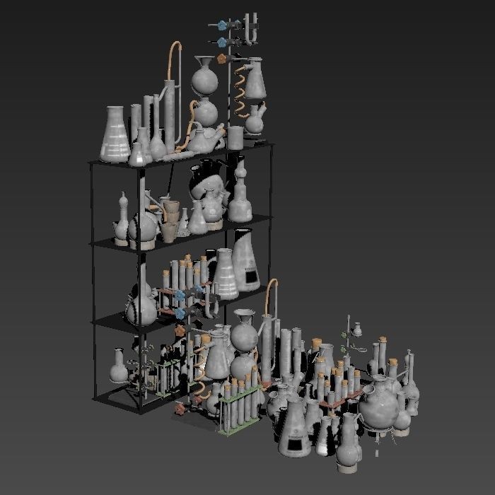 Chemistry Dishes 3D Model – High Poly Laboratory Assets, FBX - View 6