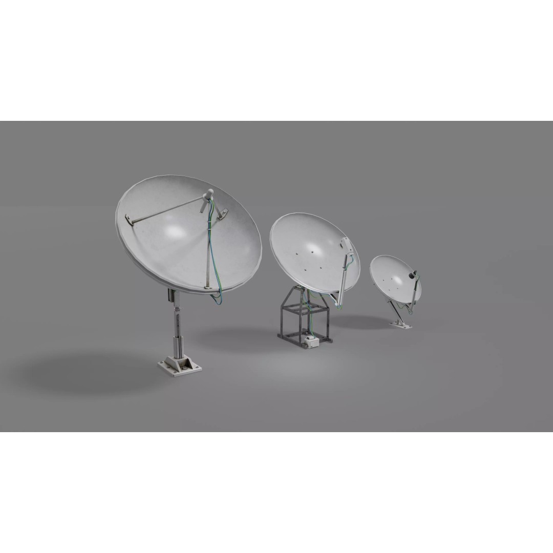 Satellite Antenna 3D Model – Low Poly PBR Game Asset, Blender, FBX - View 2
