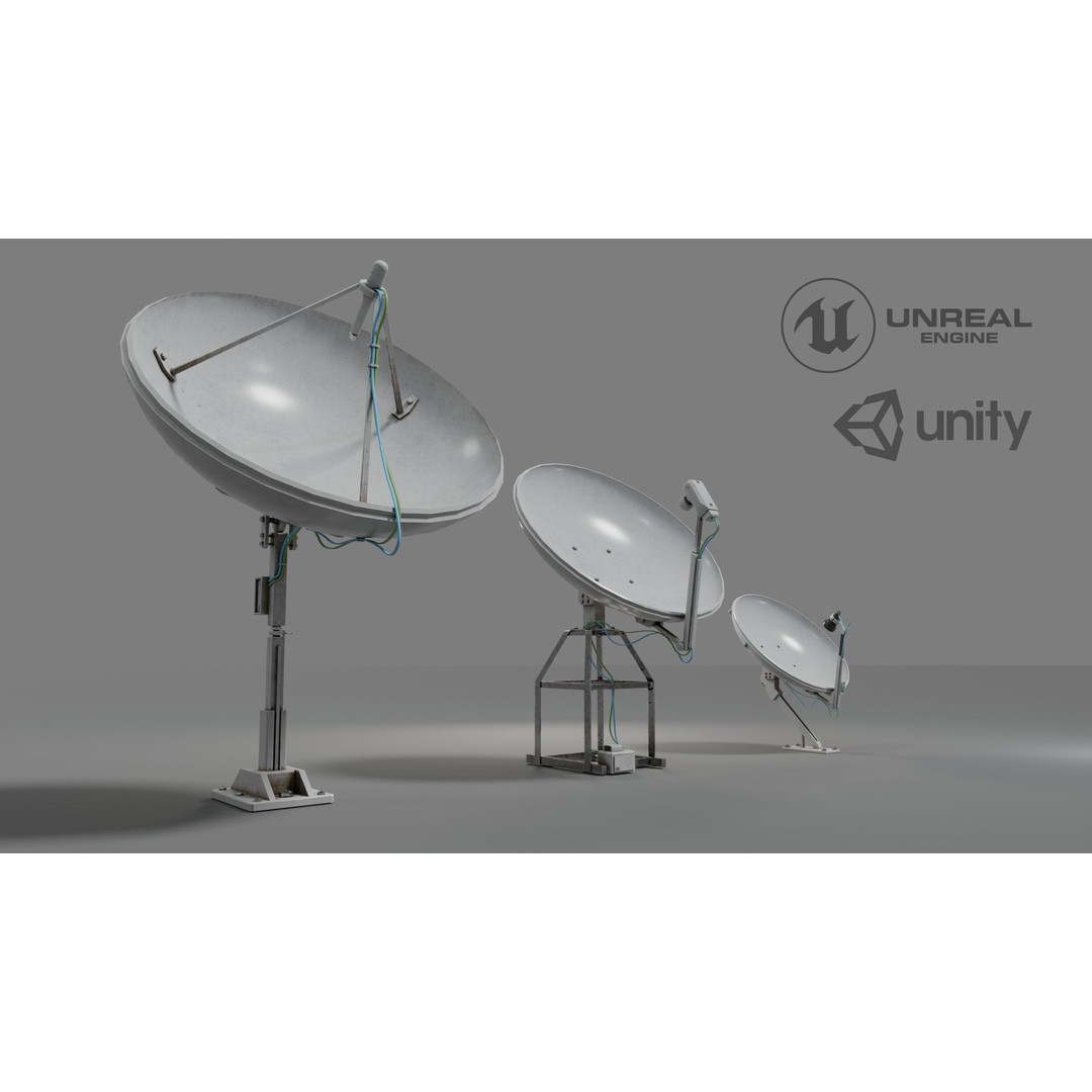 Satellite Antenna 3D Model – Low Poly PBR Game Asset, Blender, FBX - View 3