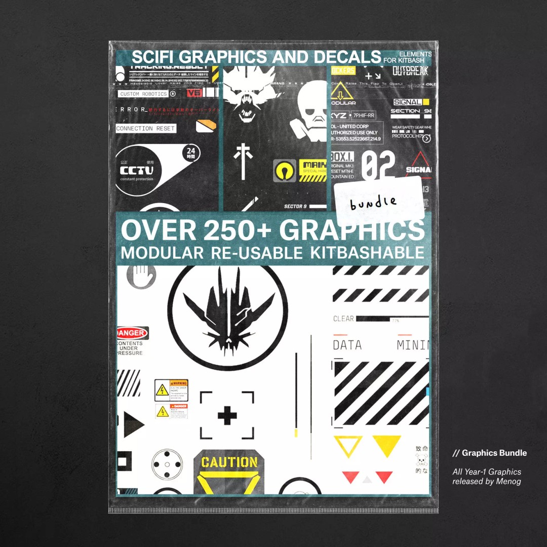 Sci-fi Decals Bundle 3D Model – Futuristic Textures for Games, PBR - View 2