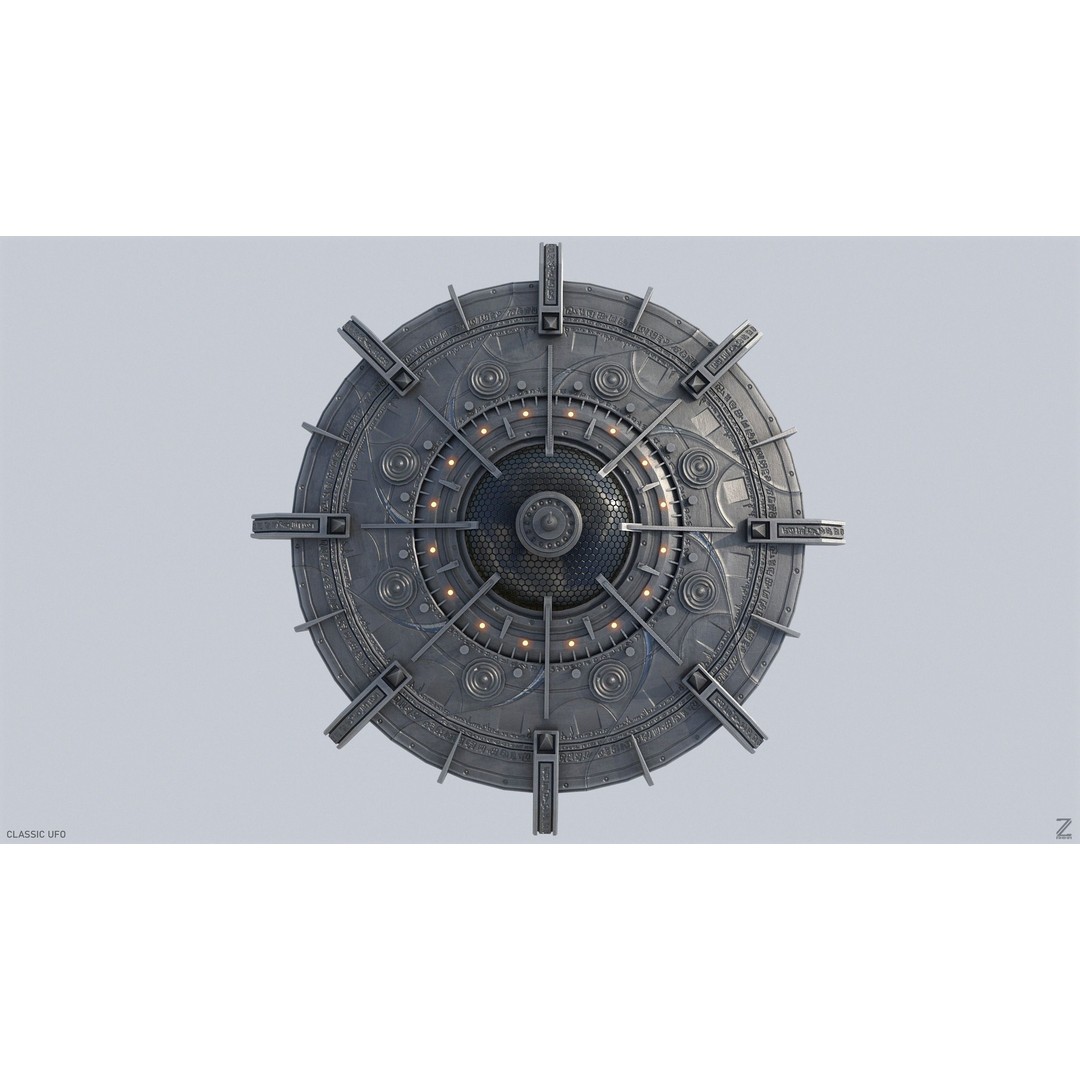 Classic UFO 3D Model – Low Poly Sci-Fi Vehicle, FBX & OBJ Formats - View 7