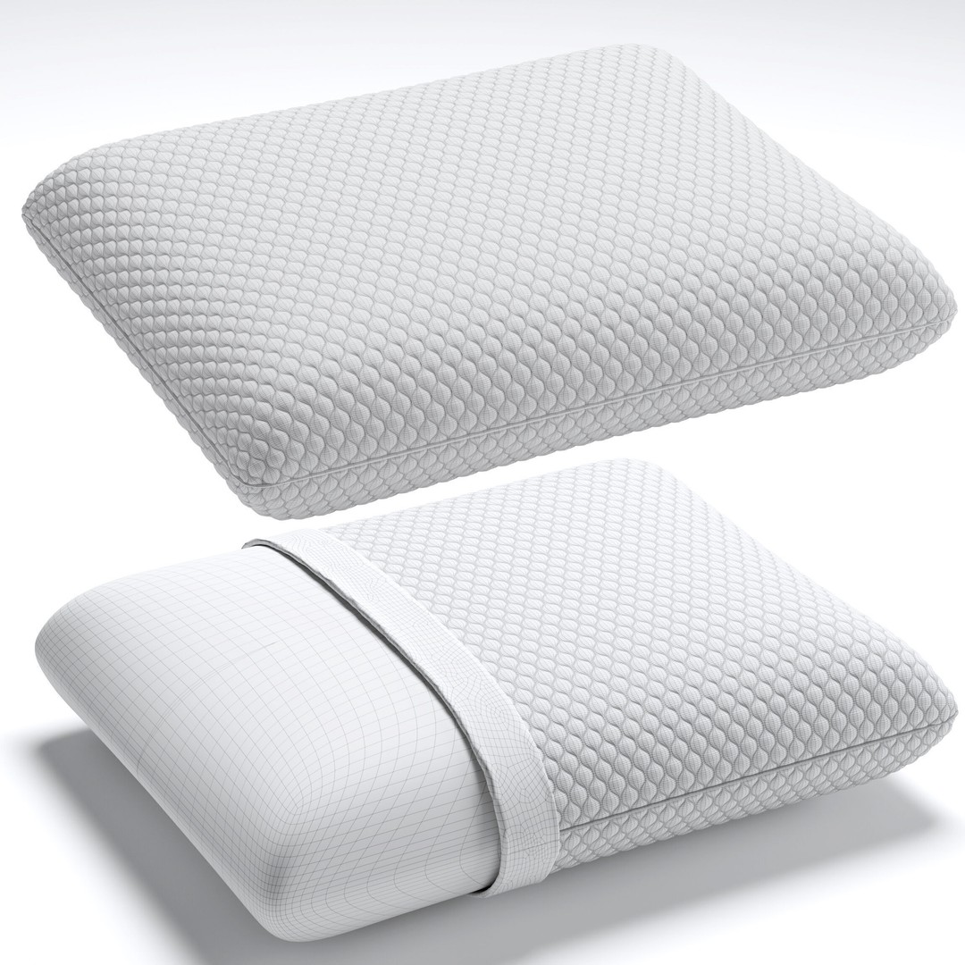Memory Foam Pillow 3D Model – Realistic Ergonomic Design, FBX & OBJ - View 3