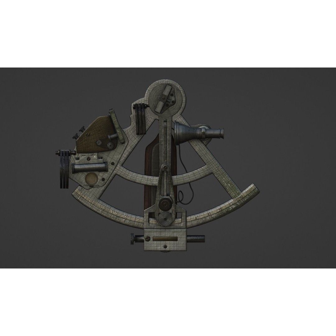 Precision Sextant 3D Model – Low Poly PBR Navigation Tool, Blender - View 12