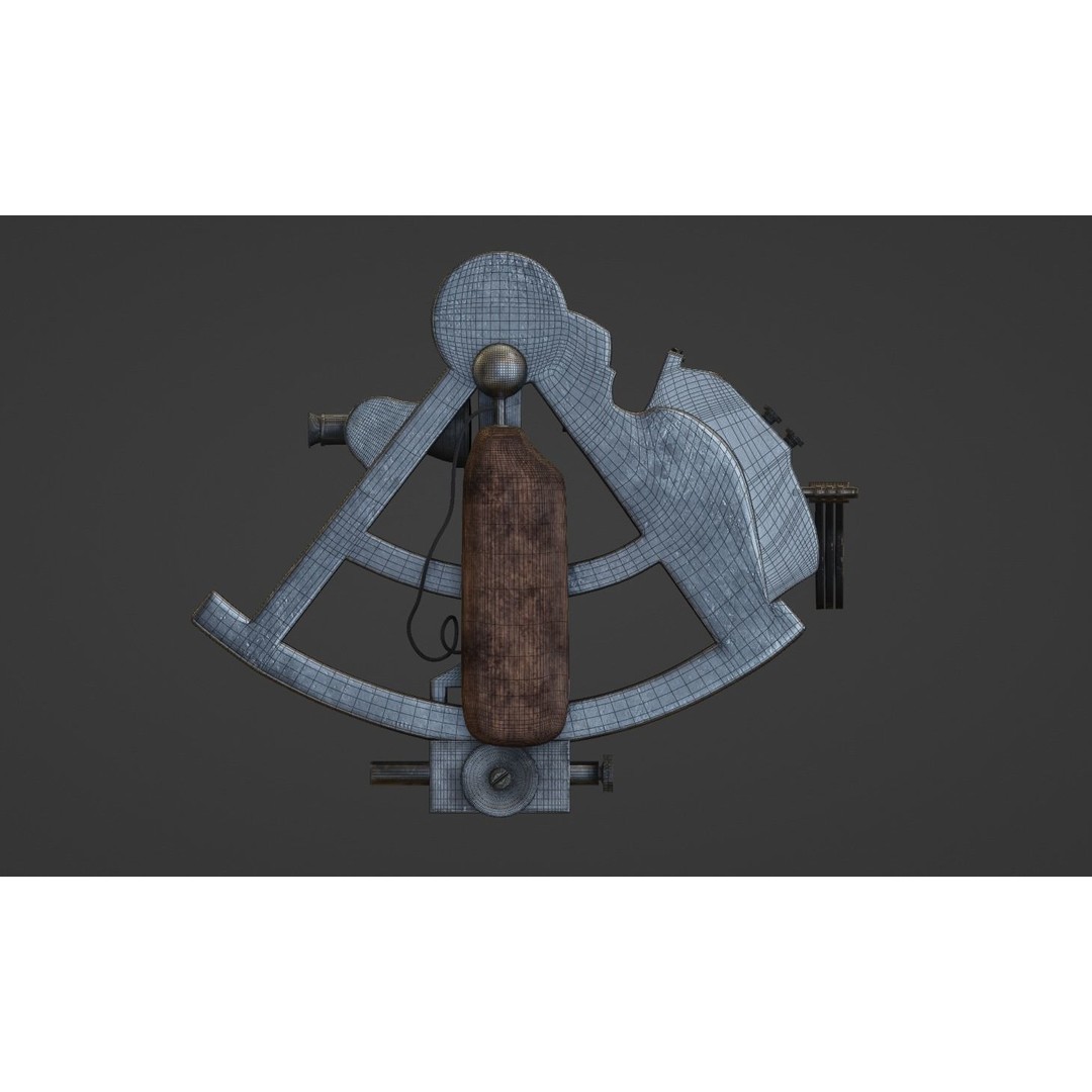 Precision Sextant 3D Model – Low Poly PBR Navigation Tool, Blender - View 13