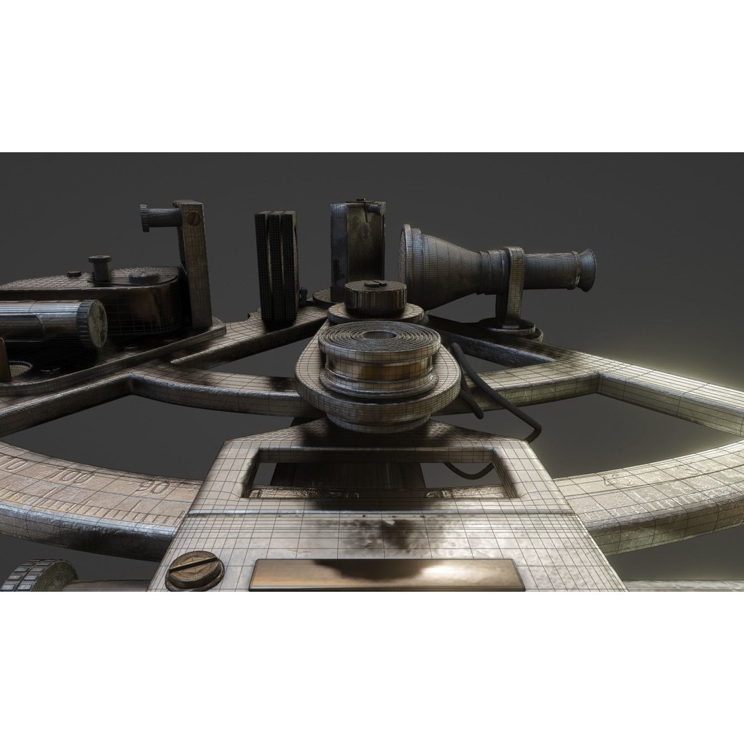 Precision Sextant 3D Model – Low Poly PBR Navigation Tool, Blender - View 14