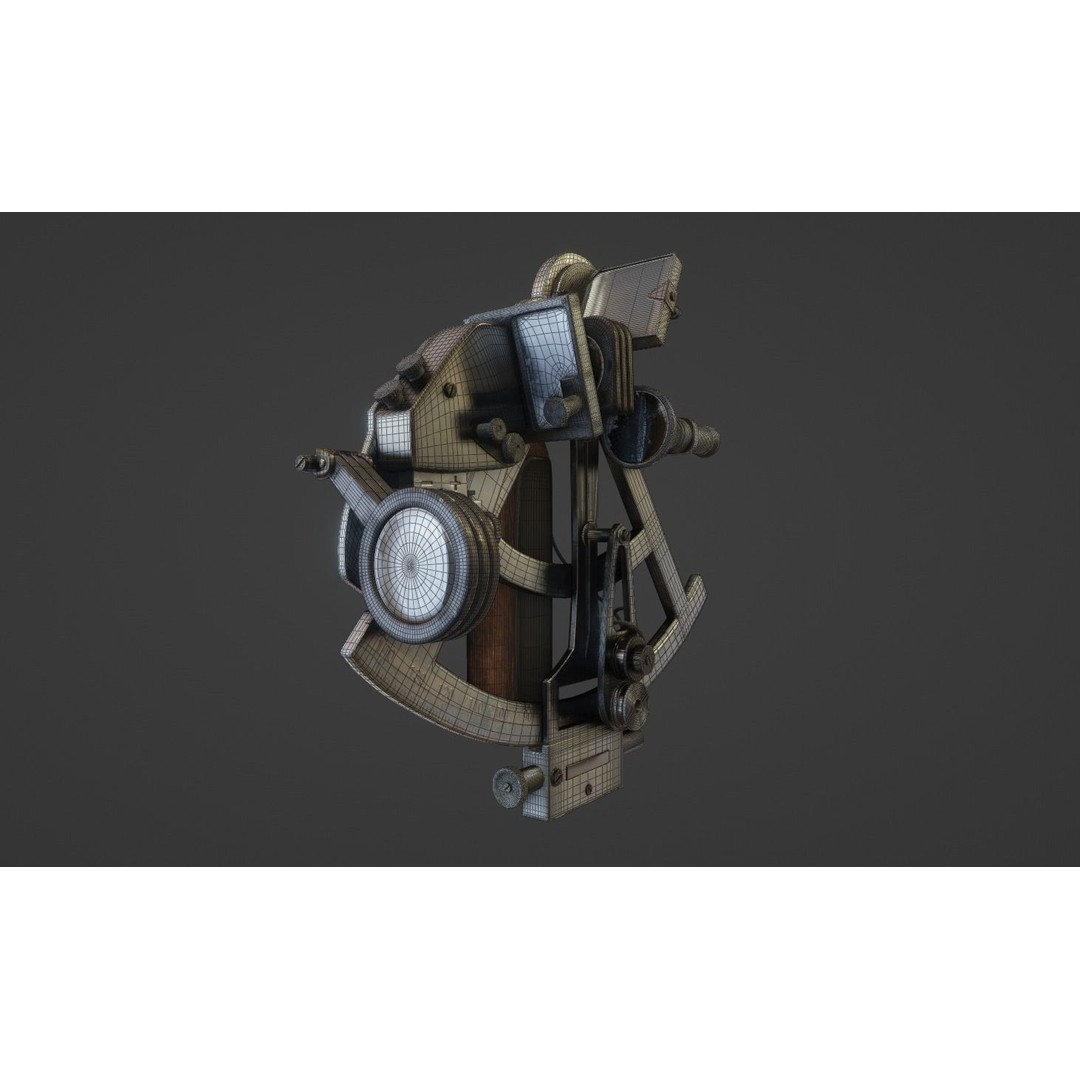 Precision Sextant 3D Model – Low Poly PBR Navigation Tool, Blender - View 15